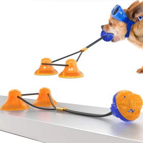 Hondenspeelgoed Met Zuignap, Hondenspeelgoed, Rubberen Bal, Multifunctioneel Speelgoed Voor Huisdieren, Robuust, Met Dubbele Zuignap, Trekken, Kauwen,