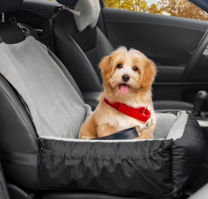 Dog Car Seat, Pet Car Seat With Storage Bag And Clip-On Safety Leash, Washable Coral Fleece Dog Booster Seat For Small Medium Dogs, Small Dog Car Seat