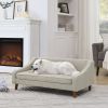 Durable Elevated Dog Sofa Bed,Pet sofa with modern irregular armrest design,Comfortable soft dog sofa-Beige