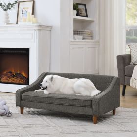 Durable Elevated Dog Sofa Bed,Pet sofa with modern irregular armrest design,Comfortable soft dog sofa-Dark Gray