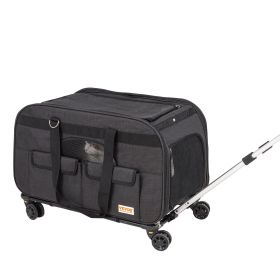 VEVOR Pert Carrier with Wheels, Rolling Pet Carrier with Telescopic Handle and Shoulder Strap, Dog Carrier with Wheels for Pets under 35 lbs
