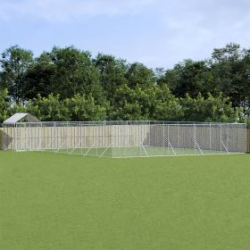 Outdoor Dog Kennel with Roof Silver 39.4'x39.4'x8.2' Galvanized Steel