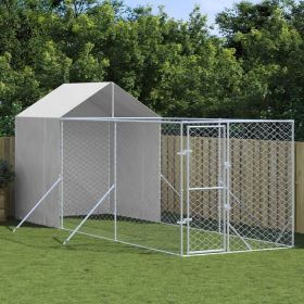 Outdoor Dog Kennel with Roof Silver 6.6'x19.7'x8.2' Galvanized Steel