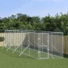 Outdoor Dog Kennel Silver 6.6'x32.8'x6.6' Galvanized Steel