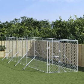 Outdoor Dog Kennel Silver 6.6'x32.8'x6.6' Galvanized Steel