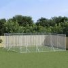 Outdoor Dog Kennel Silver 19.7'x19.7'x6.6' Galvanized Steel