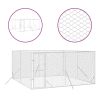 Outdoor Dog Kennel Silver 13.1'x13.1'x6.6' Galvanized Steel