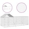 Outdoor Dog Kennel with Roof Silver 19.7'x6.6'x8.2' Galvanized Steel