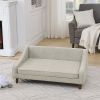 Durable Elevated Dog Sofa Bed,Pet sofa with modern irregular armrest design,Comfortable soft dog sofa-Beige