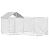 Outdoor Dog Kennel with Roof Silver 13.1'x13.1'x8.2' Galvanized Steel