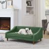 Durable Elevated Dog Sofa Bed,Pet sofa with modern irregular armrest design,Comfortable soft dog sofa-Green