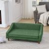 Durable Elevated Dog Sofa Bed,Pet sofa with modern irregular armrest design,Comfortable soft dog sofa-Green