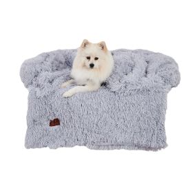 Dog Couch Bed Mat - Fluffy Plush Dog Sofa Bed With Blancket ,Pet Furniture Protector With Removable Washable Cover For Medium And Large Dogs, For Indo (Option: Light Grey-43x41x17inch with 40x31inch)