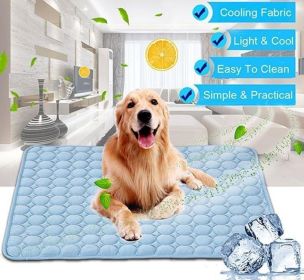 Pet Dog Ice Silk Cold Nest Pad For Cooling In Summer (Option: Blue-40x30cm)