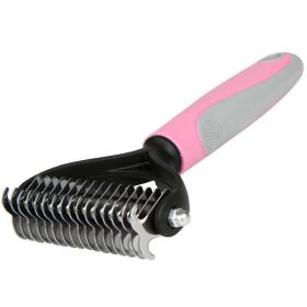 Dual-Sided Design Grooming Brush For Dogs or Cats with Thick Fur (Color: Pink)
