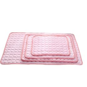 Pet Dog Ice Silk Cold Nest Pad For Cooling In Summer (Option: Pink-150x100cm)