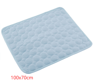 Pet Dog Ice Silk Cold Nest Pad For Cooling In Summer (Option: Light blue-102x70cm)