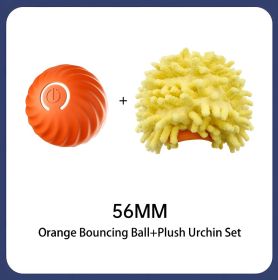 Interactive Bouncing Ball For Dogs,Automatic Smart Toy, Self-moving Rotating Stimulating Pet Entertainment, Noise-Reducing Urchin Cover,USB Rechargeab (Option: Orange Ball-56mm)