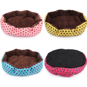 Pet Bed Warm Winter Dog Bed Soft Wool Point Design  With Removable Mats Octagonal Shape Kennelt Dog Sofa Bed (Color: Yellow, size: 53x43x10)