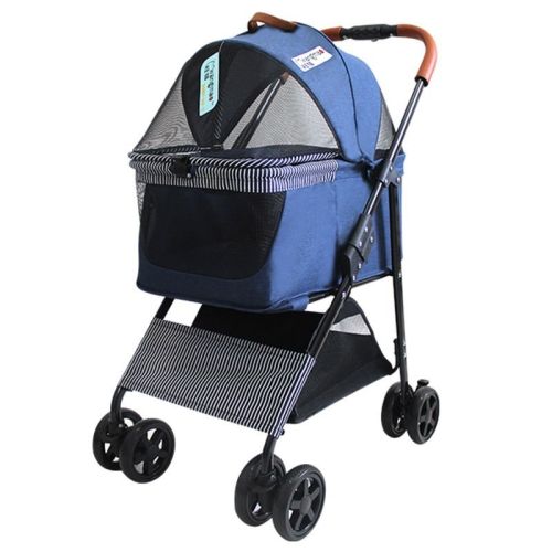 Portable Pet Stroller Cat Trolley, Dog Travel Cart Pram Shockproof Pet Detachable Strolling Cart, Puppy Pushchair Four-Wheeled
