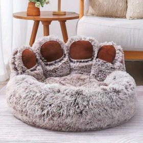 Dog Bed Sofa Cute Bear Paw Shape Comfortable Cozy Pet Sleeping Beds For Small, Medium, And Large Dogs (Color: Brown, size: L-31.5*31.5*16.54 Inch)