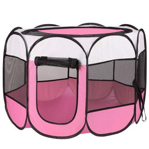 Portable Foldable Pet Playpen Removable Zipper Top