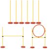 PawHut Dog Agility Training Equipment, Outdoor Obstacle Course Starter Kit with Hoop, Hurdle, Weave Poles and Carrying Bag