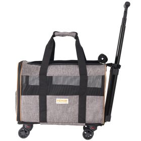 VEVOR pet Carrier with Wheels, Airline Approved Rolling Pet Carrier with Telescopic Handle and Shoulder Strap (Default: Default)