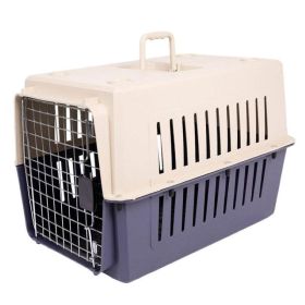 Portable Pet Box Cat & Dog Carrier Cage with Chrome Door (Color: Dark Blue, type: Pet supplies)
