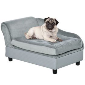 PawHut Luxury Fancy Dog Bed for Small Dogs with Hidden Storage, Small Dog Couch with Soft 3" Foam, Dog Sofa Bed, Cushy Dog Bed (Color: multicolor)
