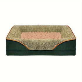 Removable And Washable Pet Dog Sofa And Dog Bed, Dog Nest,  Pet Bed Sofa, Comfortable And Soft, Cat Sofa Bed With Raised Edges To Protect The Neck (Color: Green, size: L ( 39.37*23.62*6.3 in ))