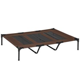 PawHut 48" x 36" Elevated Breathable Dog Bed Portable Pet Cot w/ Carry Bag Metal Frame Breathable Mesh Indoor and Outdoor Tan (Color: as Pic)
