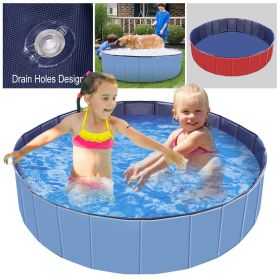 4X4FT Foldable Pet Swimming Pool PVC (Color: Blue)