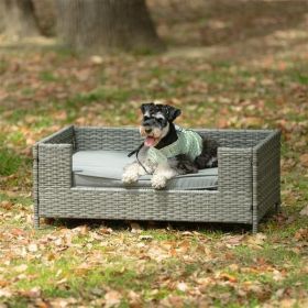 Dog Bed, Pet Bed, Pet Enclosures, Pet Outdoor Furniture, Pet Patio Furniture, Seasonal PE Wicker Pet Furniture, Dog Bed With Cushion (Color: As picture)