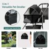 2 in 1 Folding Dog Stroller, Pet Folding Stroller, 4 Wheels Dog/Cat Puppy Stroller w/Removable Travel Carrier for Small/Medium Pet, Waterproof Pad