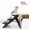 Wood Pet Stairs/Pet Steps - Foldable 3 Levels Dog Stairs & Ramp Perfect for Beds and Cars - Portable Dog/Cat Ladder Up to 110 Pounds