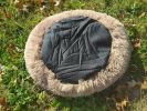 Cat Bed Round Soft Plush Burrowing Cave Hooded Cat Bed Donut for Dogs & Cats, Faux Fur Cuddler Round Comfortable Self Warming pet Bed