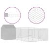 Outdoor Dog Kennel with Roof Silver 19.7'x19.7'x8.2' Galvanized Steel