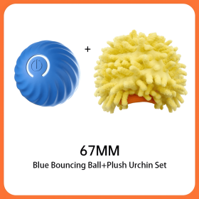 Interactive Bouncing Ball For Dogs,Automatic Smart Toy, Self-moving Rotating Stimulating Pet Entertainment, Noise-Reducing Urchin Cover,USB Rechargeab (Option: Blue Ball-67mm)