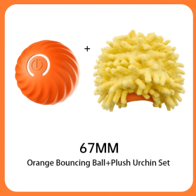 Interactive Bouncing Ball For Dogs,Automatic Smart Toy, Self-moving Rotating Stimulating Pet Entertainment, Noise-Reducing Urchin Cover,USB Rechargeab (Option: Orange Ball-67mm)