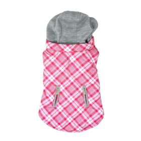 Weekender Dog Sweatshirt Hoodie (Color: Pink & White Plaid, size: small)
